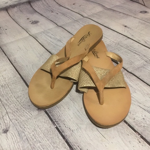 Lucky brand leather and gold metallic slip on sandals | 6M - Picture 8 of 9
